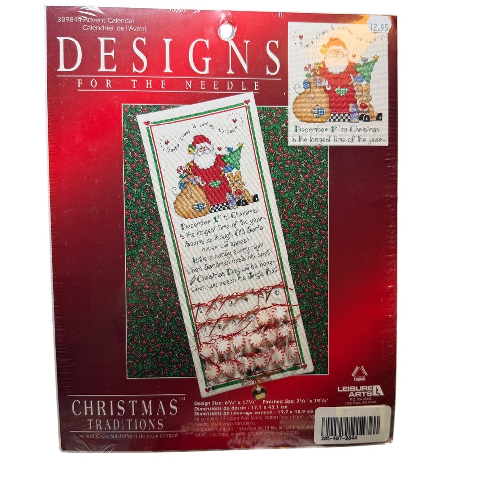 Leisure Arts Designs for the Needle Christmas Traditions Advent Calendar Kit New